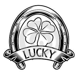 Horseshoe and four leaf clover ucky symbol vector 008
