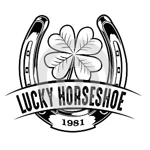 Horseshoe and four leaf clover ucky symbol vector 009
