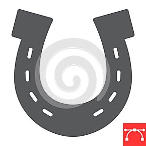 Horseshoe glyph icon, lucky and talisman, horse shoe vector icon, vector graphics, editable stroke solid sign, eps 10.