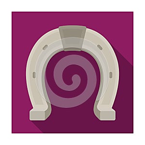 Horseshoe icon in flat style isolated on white background. Rodeo symbol.