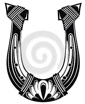 Horseshoe lucky isolated icon.Tattoo horseshoe
