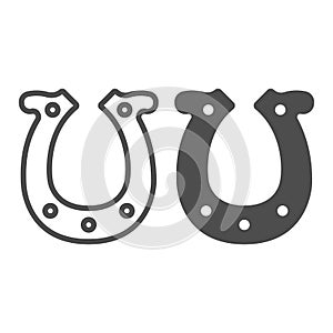 Horseshoe, slot machine line and solid icon, gamblimg concept, good luck vector sign on white background, outline style