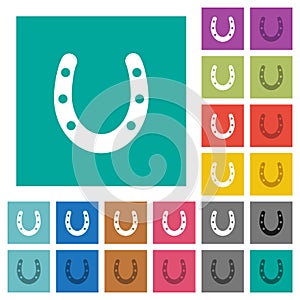Horseshoe square flat multi colored icons