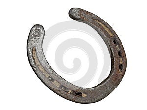 Clipart illustration closeup of one single rusty horseshoe photo