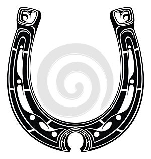 Horseshoe symbol or label. Good luck