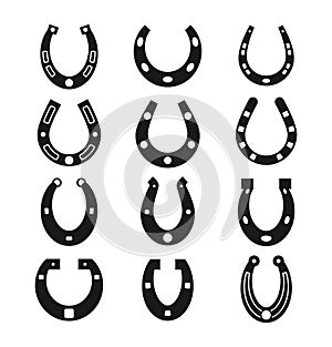 Horseshoe vector icons, lucky symbols set