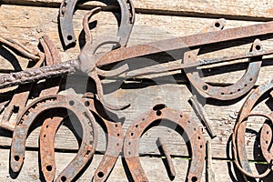 Horseshoes and blanks for weapons from the old forge.