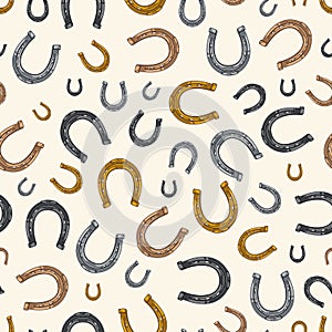Horseshoes colorful vintage pattern seamless