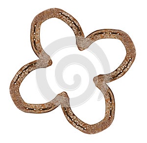 Horseshoes forming a clover leaf
