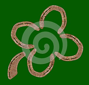 Horseshoes forming a clover leaf