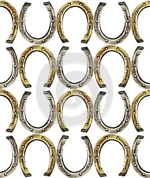 Horseshoes pattern in golden and silver colors