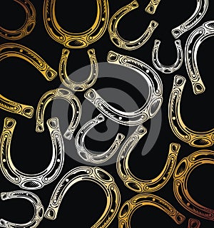 Horseshoes pattern. Vector vintage horseshoe