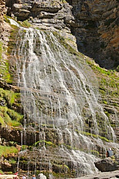 Horsetail waterfall (Casca de la Cola de Caballo) in the Ordesa Valley. Ordesa National Park