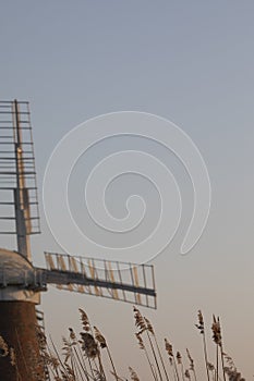 Horsey wind pump at dusk in February