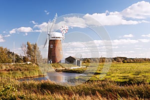 Horsey wind pump, Norfolk in United Kingdom.
