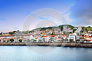 Waterfront view of the city of Horta, Faial Island, Azores. photo