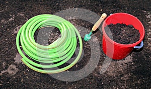 Horticulture accessories on the gardenbed