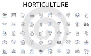 Horticulture line icons collection. Entrepreneurship, Innovation, Education, Business, Adaptability, Leadership photo