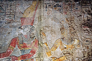 Horus and the Goddess Selkhet wall carving
