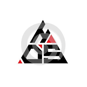 HOS triangle letter logo design with triangle shape. HOS triangle logo design monogram. HOS triangle vector logo template with red