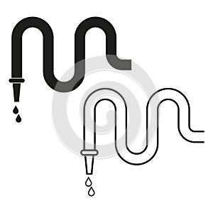 Hosepipe with water droplets icon. Irrigation and watering symbol. Vector illustration. EPS 10.