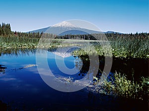 Hosmer Lake in Oregon Cascades with Mount Bachelor