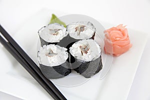 Hosomaki, sardinella. Traditional japanese sushi rolls
