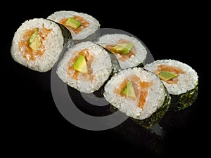 Hosomaki sushi with smoked salmon