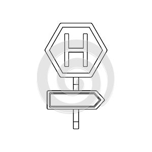 Hospital ahead colored icon. Element of road signs and junctions for mobile concept and web apps icon. Outline, thin line icon for