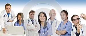 Hospital banner with Doctors and staff