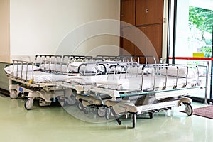Hospital bed at emergency section entrance of hospital