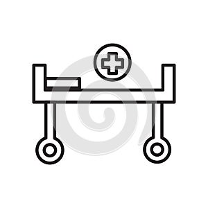 Hospital bed icon vector isolated on white background, Hospital bed sign , sign and symbols in thin linear outline style