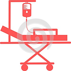 Hospital bed. Intensive care unit icon. Resuscitation, rehabilitation, hospital ward. Medicine concept. Vector illustration can be