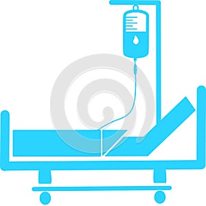 Hospital bed. Intensive care unit icon. Resuscitation, rehabilitation, hospital ward. Medicine concept. Vector illustration can be