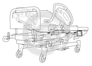 Hospital Bed Sketch. Vector