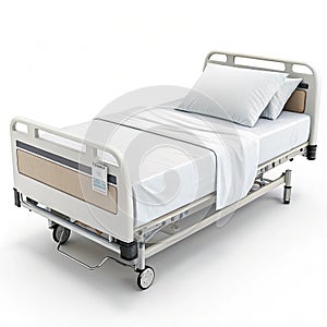 Hospital bed with white sheets