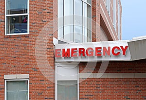 Hospital building with emergency sign