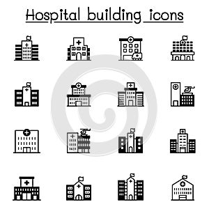 Hospital building icon set vector illustration graphic design