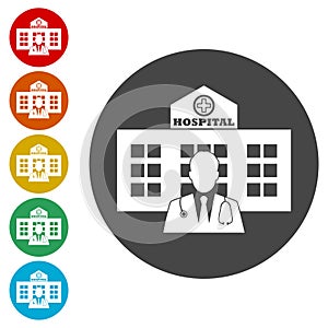 Hospital building icons set - Illustration