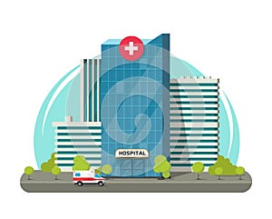 Hospital building isolated vector illustration, flat cartoon modern medical center or clinic clipart