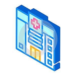 Hospital building isometric icon vector illustration color