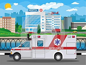 Hospital building, medical background