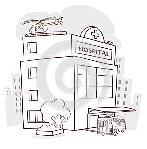 Hospital building, medical icon. Healthcare, hospital and medica