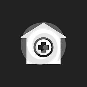 Hospital building vector icon. Infirmary medical clinic sign ill