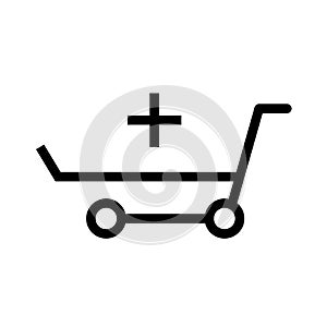 Hospital cart icon line isolated on white background. Black flat thin icon on modern outline style. Linear symbol and editable
