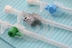 Hospital catheter on table