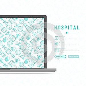 Hospital concept with thin line icons