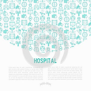 Hospital concept with thin line icons