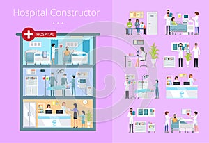 Hospital Constructor Icons Vector Illustration