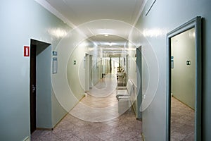 An empty hospital corridor